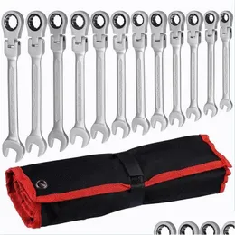 Other Hand Tools Flex Head Ratcheting Wrench Set Combination Ended Spanner Kits Chrome Vanadium Steel Socket Key Ratchet Drop Delive Dh7Gb