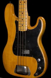 Custom 4 Strings Precision Vintage Natural Jazz Electric Bass Guitar Guitar Body Dot Inlay Black Pickguard Big Bridge Cover4310422