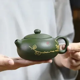 NLSLASI Chinesische Yixing-Teekanne, lila Tonfilter, Xishi-Teekannen, Schönheitskessel, rohes Erz, grüner Ton, handgefertigtes Teeset, 170 ml, 240315
