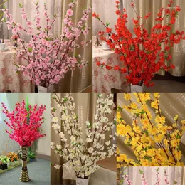 Ghirlande di fiori decorativi 160 pezzi ciliegio artificiale primavera prugna fiore di pesco ramo albero di fiori di seta per la decorazione del partito bianco rosso Dh2Pa