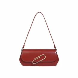 jiomay Women Wine Red Leather Shoulder Bag Compact And Portable Menger Bag High Quality Light Luxury Style Purse Evening Bag Q0lp#