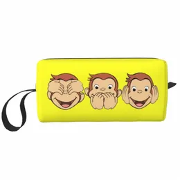 funny Manga Makeup Bag Women Travel Cosmetic Organizer Cute Curious George Mkey Storage Toiletry Bags k5vg#