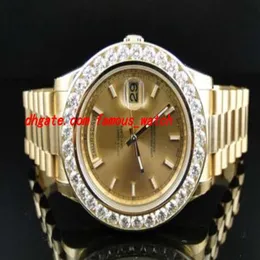 Rostfritt stål armband Nytt herr 2 II Solid 18 kt 41mm Diamond Watch Gold Dial 8 CT Automatisk mekanisk man Watch Wristwatch273b