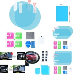 업그레이드 2pcs 방우 방지 안개 차량 백미러 창 클리어 필름 방수 방수 투명 스티커