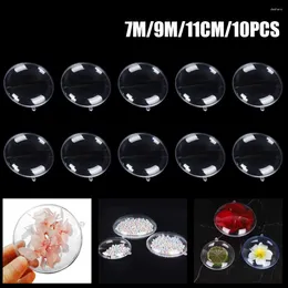 Party Decoration 10x Plastic Clear Flat Ball Home Decor Wedding Candy Christmas Gifts Box Ornament 7-11cm