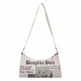 fi Zeitungstasche für Damen, lustige Achseltasche, Persality-Unterarmtasche, Briefdruck, Handtasche und Geldbörse C5U5#