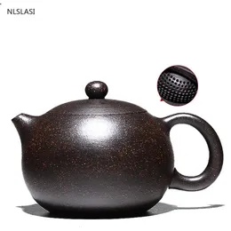 Yixing Tea Pot Boutique Argilla viola Xishi Teiera Minerale Bollitore di bellezza Master Articoli da tè fatti a mano Cerimonia del tè Filtro con foro a sfera 240315