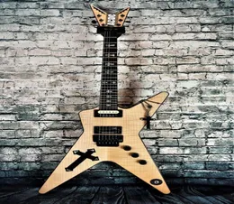 Promoção Southern Cross Dimebag Darrell Flame Maple Natural Guitarra Elétrica Abalone Cross Inlay Floyd Rose Tremolo Black Hardw2646197