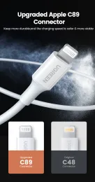 UGreen MFI -zertifiziertes USB -Lightning -Kabel -Ladegerät für iPhone 13 12 11 XS XR 8 7 6S plus 5se Apple iPad Schnelle Ladedaten 20cm 1m