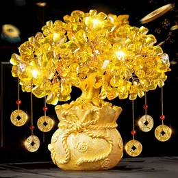 Money Tree Chinese Feng Shui Golden Fortune Bonsai Decoration for Luck and Wealth Gifts 240325