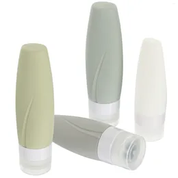 Garrafas de armazenamento 4 unidades de silicone para viagem recarregáveis dispensadores de produtos de higiene pessoal recipientes vazios de shampoo (60ml 90ml)