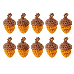 Spoons 10Pcs Handmade Yarn Crochet Pine Cones Acorns For DIY Keychain Bag Pendant Clothing Accessories