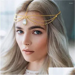 Hårklämmor Barrettes Missgrace Bohemian Rhinestone Bridal Head Chain Jewelry for Women Headpiece Crystal Accessories Drop Delivery Hai Otlci