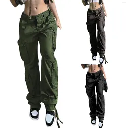 Pantaloni da donna Donna Casual Cargo Adulti Pantaloni larghi con cerniera tinta unita con tasche Kaki Nero Verde Grigio