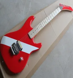 Red Kram Electric Guitar with White StripeFloyd RoseMaple FretboardCan be customized as request3739437