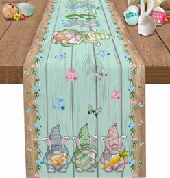 Table Runner Easter Eggs Grain Linen Runners Dresser Scarf Decor Farmhouse Dining Wedding Decorations yq240330