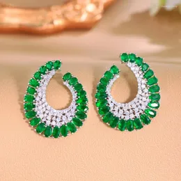 Orecchini con perno ThreeGraces Elegante verde bianco Cubic Zirconia Grande dichiarazione per le donne 2024 Trendy Daily Party Jewelry E1825