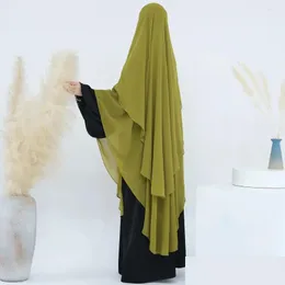 Ubranie etniczne wyjątkowo długi szyfon Khimar muzułmańskie kobiety 2 warstwy zasłony islamski dubaj turecki hidżab niqab jilbab ramadan eid no sukienki Dr dhxzq