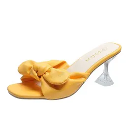 Pantofole Moda Sandali con fiocco Estate Donna 2024Trend Scarpe eleganti con diapositive per donna Calzature Chinelos Tacchi trasparenti Diapositive femminili H240328EWHU