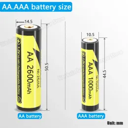 4pcs liitokala aaa 1000mah/aa 2600mah nimh 1.2v قابلة للشحن مناسبة للفئر