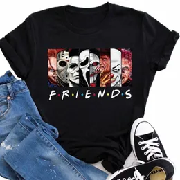best Stephen King Horror Characters Printed Friends T Shirt Carto Women Tops Cott Halen Clothes Women And Men Plus Size s6RC#