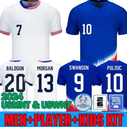 2024 PULISIC MCKENNIE Soccer Jerseys MORGAN REYNA AARONSON SWANSON ADAMS LLOYD 24 25 America Jersey Football Shirt Fans Player Jersey Men Kids Kits