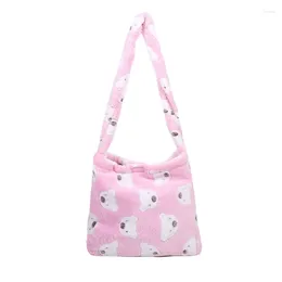 Bag 2024 Kawaii Big Fluffy Japanses Style Youth Book Bear Mönster Pink Plus Shoulder Sac Femme Korean Torebka Damska