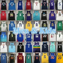 Men Kids Basketball Jerseys 30 Curry 11 Young Maxey 23 James Stephen 24 Bryant Giannis 0 Jayson Tatum 1 Lamelo Ball 12 Ja Morant 35 Kevin Durant vers children Jersey