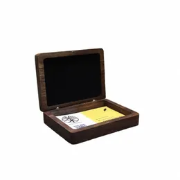 Visitenkartenbox aus Massivholz, vier magnetische Magnete, tragbare Visitenkartenbox, Massivholzbox, Visitenkartenhalter aus Holz 70Cl#