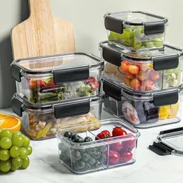 Garrafas de armazenamento compartimentos caixa selada almoço grande capacidade salada frutas bento jarra doméstica transparente congelador separador mais nítido