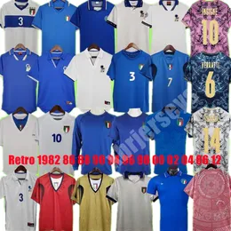 Retro Itália camisa de futebol TOTTI R.BAGGIO 1982 1986 1988 1990 1994 1996 1998 2000 2002 2004 2006 2012 Camisas de futebol italia uniforme BUFFON MALDINI DEL PIERO MALDINI