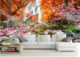 Wallpapers personalizado mural 3d papel de parede montanha cachoeira flores decoração de casa pintura murais para paredes da sala de estar 3 d
