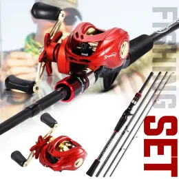 Combo Sougayilang 1.8m 2.1m Casting Fishing Rod Set Baitcasting Fishing Reel and Portable Travel Fish Pole Fishing Tackle for Bass