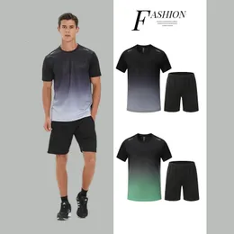 Vuxen Sports Leisure Suit Football Training Team Uniform Running Sportswear Fitness QuickDrying Shortsleeve 240318