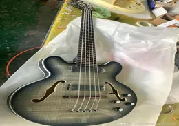 Cała niestandardowa nowa elektryczna gitara basowa 5String Semihollow Body in Coal Burst 202003 Usługi spersonalizowane NEW1933615