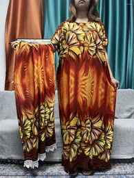 Abbigliamento etnico Abaya musulmano per l'indumento di preghiera delle donne Stampato floreale in cotone Tradizionale allentato Abito femme Abiti islamici con 160x80 cm