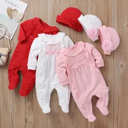 꽃가루가 많은 여자 여자 옷 footies jumpsuit born pajamas layette 0 ~ 3 9 12 개월에서 출생 한 가을 유아 복장 240322