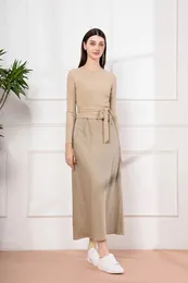 AS 2024 woman clothing high Strectch ribbing wrap tops Satin dress Maxi Ankle Floor Length matching sets 240323