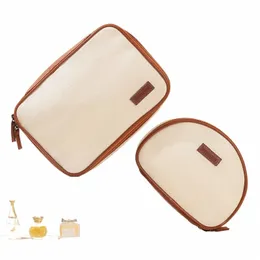 dhl30pcs Cosmetic Bags Women Canvas Beige Square Shell Shaped Travel Storage Bag j0XY#