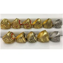 Anéis de cluster Anéis de cluster 11pcs SLC Baseball World Series Team Championship Ring Set com caixa de exibição de madeira Lembrança Homens Fan Gift D Dhmlq