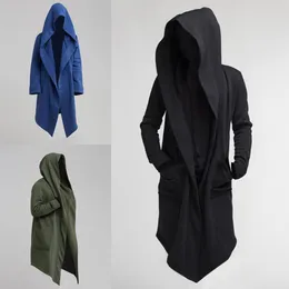 2023 رجال معطف من Cardigan Trench Coat Streetwear ألوان صلبة ملطفة بغطاء الرياح مع غطاء الخريف/السترات الشتوية معطف الخندق