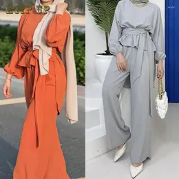 Ethnic Clothing Middle East Modest Dubai Women's Saudi Arabian Set Two Piece Muslim Abaya Islamic Prayer Clothes For Women Burka