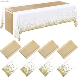 Toalha de mesa descartável de plástico, corredor de mesa em ouro rosa, 6 assentos, 108 polegadas, corredor de cetim para festa de casamento yq240330