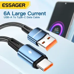 Essager 120W 6A USB C CABLE SUPER Snabb laddningstyp-C-laddningsdatakabel för Xiaomi 12Pro Redmi K50 Obs 11Pro Black Shark 5Pro