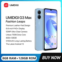Umidigi G3 Max Ultra-Thinスマートフォンオクタコア8GB+128GB Android 13携帯電話6.6インチHD 50MPカメラ5150MAH 4G携帯電話