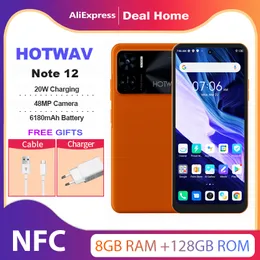 Em Stock Hotwav Note 12 Smartphone 6.8 '' HD+ Android 13 8 GB+ 128 GB de celular octa-core 48MP NFC 6180mAh 20W Coloqueiro celular de carregamento