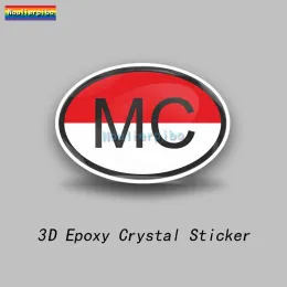 3D Epoxy Resin Car Dome Sticker Monaco Flag National Emblem PVC Car Motorcykel Mobiltelefon Trolley Case Laptop Vinyl Sticker