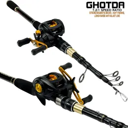 GHOTDA Casting Fishing Combo 1,62,4 m Kohlefaser-Angelrute und 17+1BB Baitcasting-Rolle Set Tackle Combo