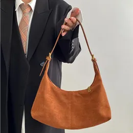 Borse a tracolla Borsa da donna in pelle scamosciata sintetica tinta unita retrò Borsa casual da donna in velluto sotto le ascelle Borse da donna semplici Tote Clutch Purse