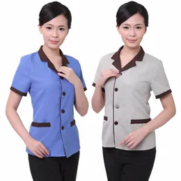 high quanlity Cleaning Service Clothes Hotel Room Attendant Short Sleeved Clothing Summer Clean Uniform Work Clothes 3 colors d4bV#